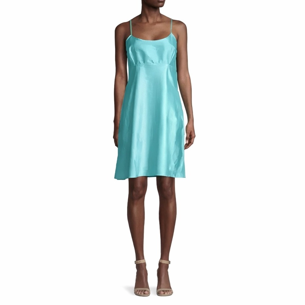 Frances Valentine Satin Slip Dress in Turquoise, Women's Size Medium, NWT